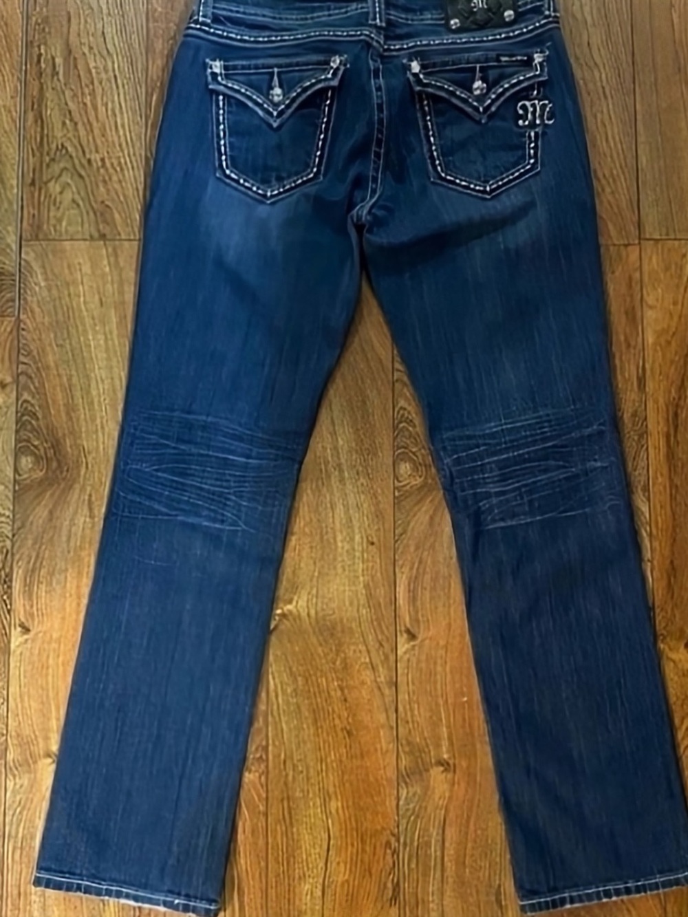 Gorgeous Miss Me Straight Jeans with Embellished Back Pockets 31” Inseam